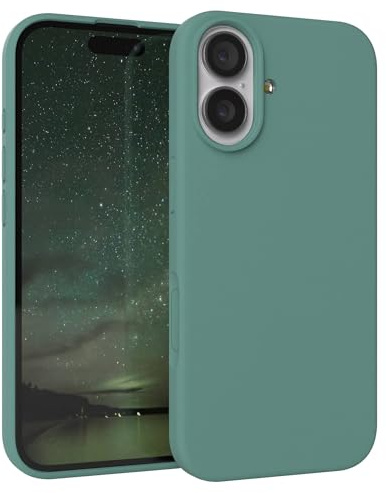 EAZY CASE Premium Silikon Hülle für iPhone 17 - Handyhülle, Stoßfest, Schutzhülle mit Kameraschutz, Kratzfester weicher Mikrofaser-Innenfutter, Slim Liquid Silikon Cover Case Bumper - Nacht Grün Grün