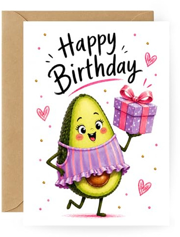 3Käsehoch Lustige Geburtstagskarte für Avocado Liebhaber – süße Happy Birthday Karte für beste Freundin, Schwester oder Kollegin – originelle Geschenkidee für Foodies & Frauen mit Humor (Avocado)