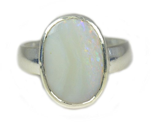 55Carat Unisex - Sterling-Silber 925 Oval White Opal