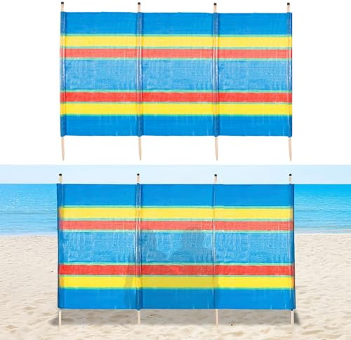 Garden Mile Heavy Duty Multicolour Garden Windbreaker - Windbreaker for Beach, Caravan Camping Shelter, Holiday, Sun Shade - Tall Wind Break for Privacy Screens (4 Pole Wind Break, 225cm X 90cm)
