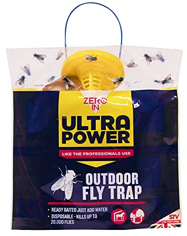 STV International Zero en Ultra Power Piège à Mouches extérieur (jetables, refermable, Utilisation en Jardins, Peut contenir jusqu'à 20 000 Mouches)