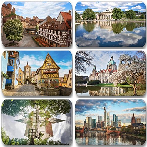 Deutschland/Germany Sehenswürdigkeiten - 6 rechteckige Kühlschrankmagnete 7X 4,5 cm - 01 für Memoboard Pinnwand Magnettafel Whiteboard