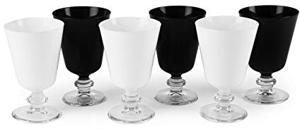 Excelsa 63024 Lot de 6 verres à pied, noir et blanc