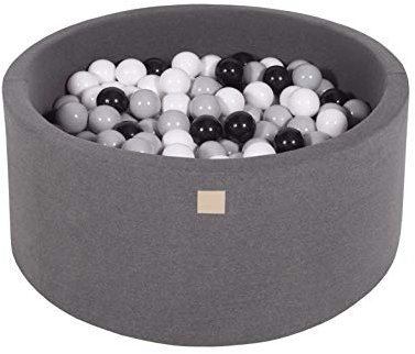MEOWBABY Bällebad Baby - Rund 90x40cm Ball Pit für Kinder ab 1 Jahr mit 300 Bälle - Weiches & Sicheres Bällepool, Cotton, Dunkelgrau