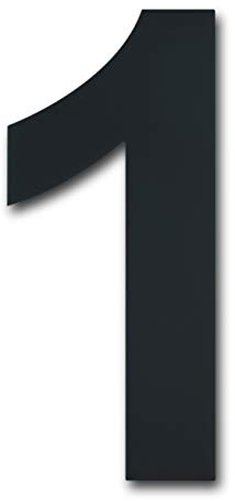 Número de casa moderno cepillado, 205 mm de altura, hecho de acero inoxidable 304 sólido, chapado en negro (Número 1 Uno)
