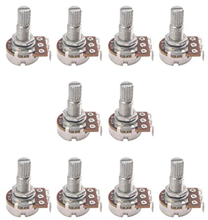 Almencla 10 Stück Potentiometer (Poti, A25K A10K B10K Ohm, logarythmisch, mono, linear) für E-Gitarre - Multi - a25k