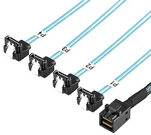 YIWENTEC Câble Interne HD Mini SAS (SFF-8643) vers 4 x SATA (arget) pour Disque Dur 8643 SATA 90 Degree 1M