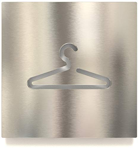 Edelstahl Hinweis-Schild Garderobe - selbstklebend & pflegeleicht - Design Piktogramm - Türschild H-01-E