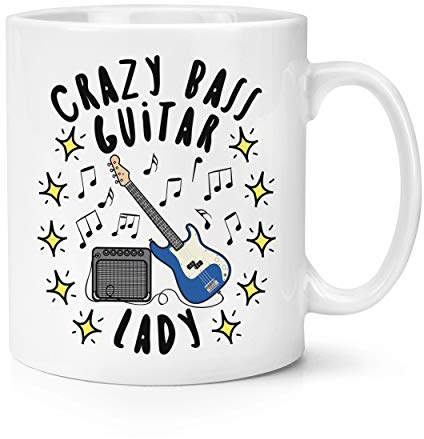 Crazy Bass Guitar Lady Stars Tasse, 284 ml