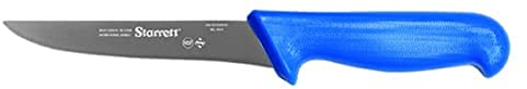 Starrett Professional Stainless Steel Kitchen Boning Knives - Wide Straight Profile - 6-inch (150mm) - Blue Handle