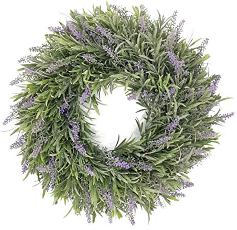 Künstliche Lavendel Kranz, 36 cm Runder Türkranz Lavendel Frühlingskranz Künstlicher Kranz Lavendelkranz 40cm Türkranz Lavendelkranz Dekokranz Wandkranz Für Tür Fenster Kamin Wand Outdoor Dekoration