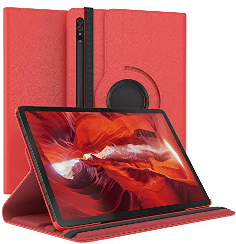 EAZY CASE - Tablet Hülle für Samsung Galaxy Tab S7 / Tab S8 Schutzhülle 11 Zoll Smart Cover Tablet Case Rotationcase zum Aufstellen Klapphülle 360° drehbar mit Standfunktion Tasche Kunstleder Rot