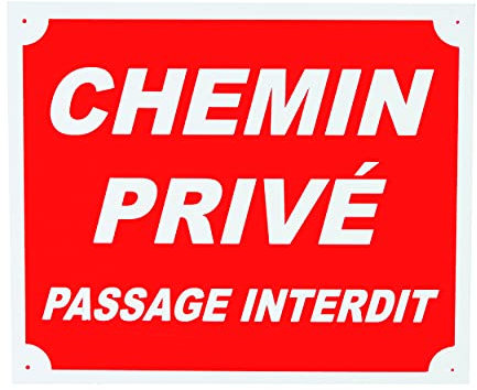 Januel - Panneau Chemin Privé Passage Interdit - Panneau Signalétique - 30x25cm - Rouge & Blanc - Aluminium 0,5mm - Résistant aux UV Taille Unique