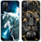 DiaryTown 2 Pack Hülle für Oppo A16 / A16S / A55 5G / A54 4G Liquid Silikon Handyhülle mit Motiv Schutzhülle Ultra Dünn TPU Bumper Rundumschutz Schwarz Case für Cover Oppo A16, Wolf & Goldener Löwe