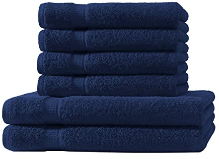 Merkanta Handtuch Set | 10 teilig | 2 Gästetücher 4 Handtücher 2 Duschtücher 2 Waschlappen | 100% Baumwolle | Badetücher | Bath Towel | Handtücherset Badezimmer | Bad Tücher (Navy)
