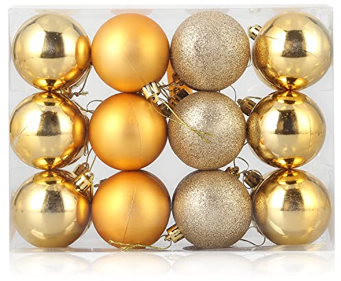 Uten Palline Per Decorazioni Natalizie, 24 Pezzi, Oro, 6 Cm Di Diametro, Adatte Per Alberi Di Natale, Da Interni, Resistenti E Durevoli.