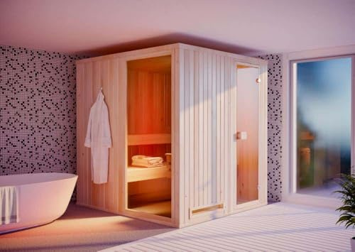 FinnTherm Innensauna Saunakabine Miranda 2 Sitzbänke Wandstärke 40 mm
