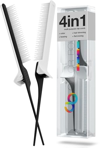 ColorBow Rat Tail Combs, Teasing Comb, Flat Iron Combs for women, Parting Combs for braiding hair, Hairstylist essentials for Highlights - balayage board hair combs for styling & cutting (2 Pack)