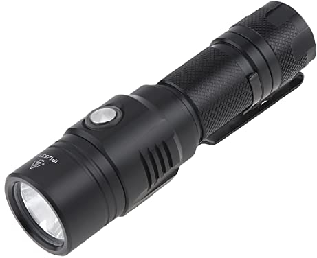 SecurityIng USB Rechargeable Torch, 1060 Lumen 7 Modes Waterproof Compact EDC Flashlight with Micro-USB Cable, Powered by 18650 / CR123A Battery(Battery Not Included)