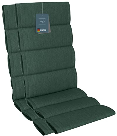 LILENO HOME Gartenstuhl Auflagen als [2er Set - Hochlehner] in Petrol - Bequeme Liegen als Sitzauflagen für Gartenmöbel - Stuhlkissen für Gartenstühle und Klappstühle
