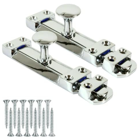 Door Bolts 8 Inch Chrome Flat Bolt Surface Door Latches Tower Bolt Sliding Lock Stainless Steel Flat Slide Safety Door Barrel Bolt with Screws Pack of 2.