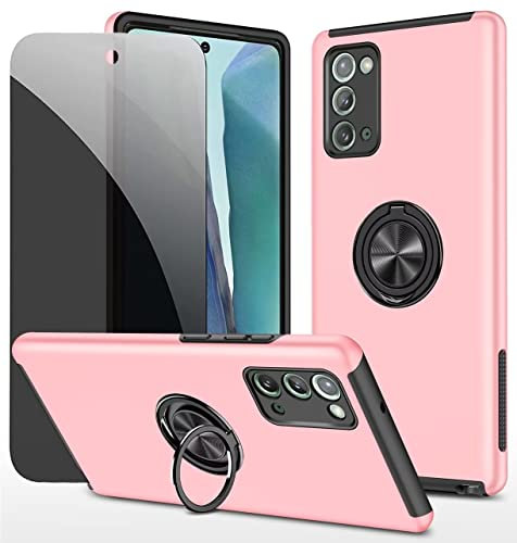 Dechyi Sichtschutz hülle für Samsung Galaxy Note 20 rosa Handyhülle mit Anti-Spähen aus gehärtetem Glas Displayschutzfolie mit Ringhalterung stoßfest, Kratzfest strapazierfähig Schutzhülle