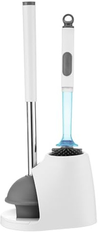 ToiletBuddies Toilet Brush & Plunger Set - Toilet Bowl Brush and Holder, Refillable Liquid Dispenser Brush - 2 in 1 Silicone Toilet Brush & Plunger Set for Bathroom