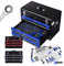 Arebos Boîte à outils avec 172 pcs. d'outils en chrome vanadium | pour la maison, le garage & l'atelier | boîte à outils équipée avec 3 tiroirs | verrouillable | bleu/noir