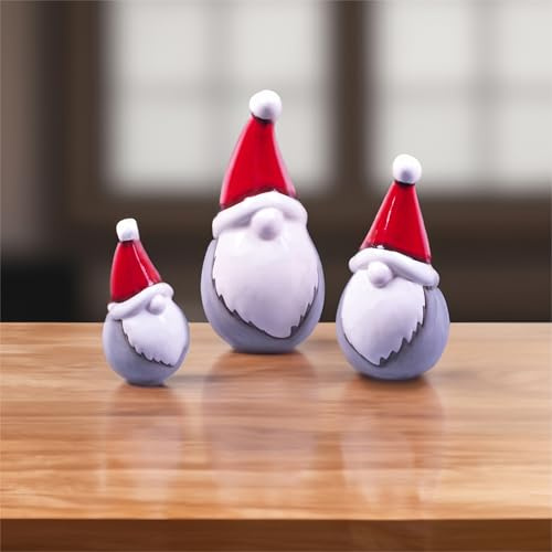 St Helens Home and Garden Ceramic Christmas Festive Gonk Santa Family - Set of 3