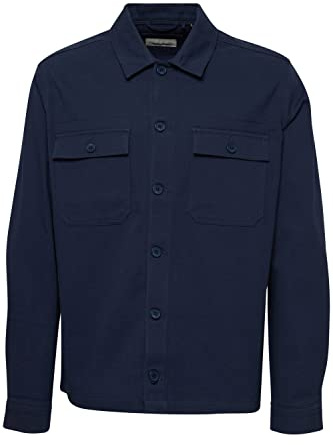 Blend 20715454 Overshirt Herren Übergangsjacke Jacke Überhemd Hemdjacke Kariert Wollige Optik Brusttaschen Hochwertige Baumwoll-Qualität, Größe:XL, Farbe:Dress Blues (194024)