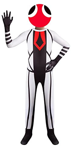 SharkBebe Rainbow Friends Halloween Kids Cosplay Costumes Jumpsuit Boys Dress Up Clothing Girls Pretend Mask Game Costume (White, 6-7 Years)