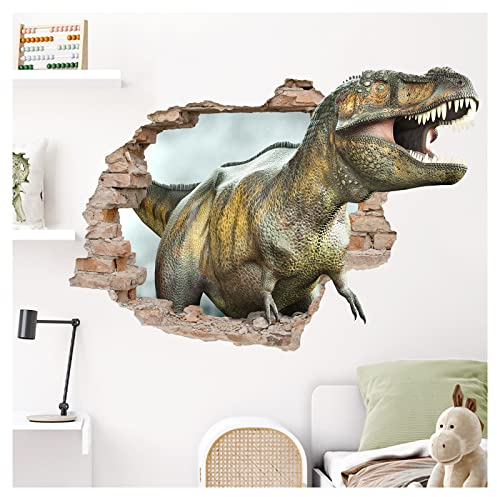 Little Deco 3D Wandsticker Dino Wandtattoo Kinderzimmer Dinosaurier T-Rex Wandaufkleber Loch in der Wand Schlafzimmer Wanddeko DL962-3