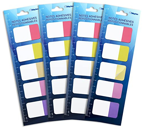 WAYTEX 400 Marque-page papier autocollants grand format 5 couleurs 4x 5 blocs de 20 feuillets bicolores 42 x 25 mm adhésifs repositionnables