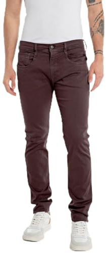 REPLAY Anbass Hyperflex Colour X-Lite Men's Slim Fit Jeans, 377 Old Wine, 33 W/34 L