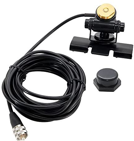 Anina Vehicle NMO Antenna Lip Hatchback Mount Through Hole Fixed Bracket with UHF PL259 Male RG58 Pure Copper Coaxial Cable with NMO Mount Cap for Car Ham Mobile Radio