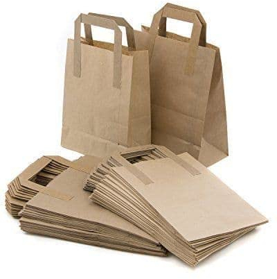 SOS-Papiertragetaschen mit Griffen, recycelbares Kraftpapier, für Zuhause, Küche, Schule (30, groß) Braun