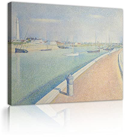 Deertweet Home Der Kanal Leinwand Wandkunst Drucken Bild Georges Seurat Gemälde für Wohnzimmer Dekor Moderne Ästhetik gerahmt Poster von Wänden 80x110cm Innenrahmen