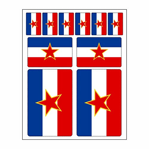 10 Stück Flaggen Aufkleber Jugoslawien Set | Sticker Yugoslavia Autoaufkleber