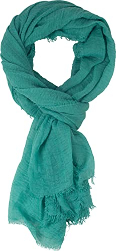 fashionchimp BASIC-Schal für Damen mit weichem Fransensaum, Tuch in leichter Qualität mit Baumwolle, einfarbig (Aqua-Grün)