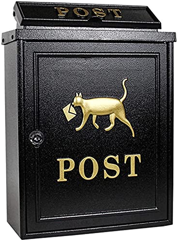 QIANMEI Briefkästen für Draußen Briefkasten Aus Verzinktem Stahl Zur Wandmontage, Große Kapazität, Abschließbare, Rostfreie Metallbriefkästen for Die Äußere Briefeinzahlung, Schwarzer Briefkasten