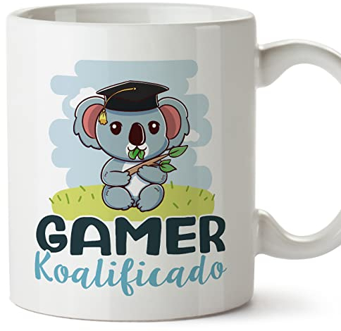 MUGFFINS Tazas para GAMER hombre - En Español - Koalificado/koalificada - 11 oz / 330 ml - Regalo original y divertido
