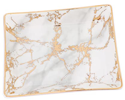 Cabilock Plateau à Bijoux Céramique Marbrée Organisateur Décoratif Pour Accessoires Petit Modèle Élégant Pour Mariage Anniversaire Et Fêtes