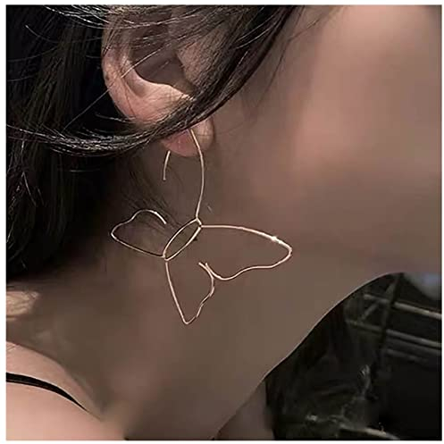 Cimenexe Bohème Schmetterling Ohrstecker Gold - Hohle Und Große Reif Ohrringe - Punk Übertrieben Form Schmuck Für Frauen Und Mädchen Geschenke