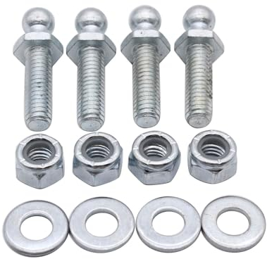 SHLPDFM Lot de 4 boulons à rotule pour vérin à gaz, hayon, 10 mm, filetage M8 (longueur du filetage 25,4 mm)