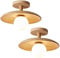 FROIDEXG Ceiling Lamp Minimalist Wooden Semi Flush Mount Light With Globe Glass Shade Shallow Bowl Shaped Ceiling Lamp Nordic Ceiling Light For Living Room Bedroom 1 Pack/2 Pack