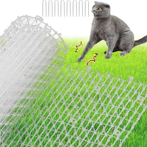 XFLYP Pinchos Anti Gatos, 2M*30CM Evita Que Las Mascotas se Acerquen, Alfombrilla de Plástico con Pinchos con 8 Clavijas Repelente para Disuasión para Animales Protección de Plantas de Jardín(Blanco)