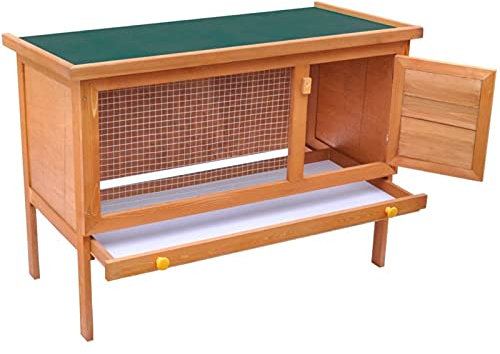 Tidyard Kaninchenkäfig Kaninchenstall Kleintierhaus Hasenstall Beschichtetes,ausziehbares Schubfach für einfache Reinigung Kleintierstall Kleintierkäfig für Kaninchen,90 x 45 x 65,5 cm (L x B x H)