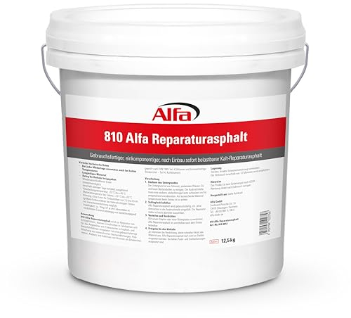 3x Alfa Reparaturasphalt 12,5 kg Profi-Qualität Kaltasphalt Körnung 0 bis 5 mm zur Ausbesserung von Schlaglöchern im wiederverschließbaren Eimer, Reparatur Asphalt
