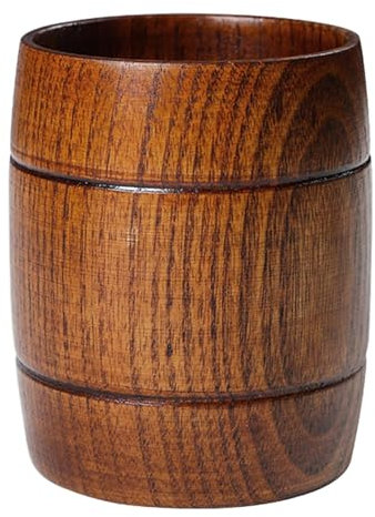 QLoztyse Whiskey Grail Cup Wooden - Oak Cups for Whiskey Glass Charred Original Wood White Bourbon Tumbler Drinking Glass Barrel for Men Insulated Mug with Woven Coasters (1, Large)