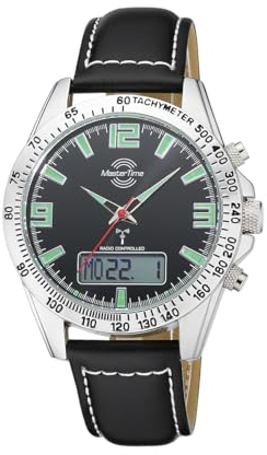 Master Time MTGA-10873-22L Radio Quartz Men's Watch Analogue Digital with Leather Strap, Strap.